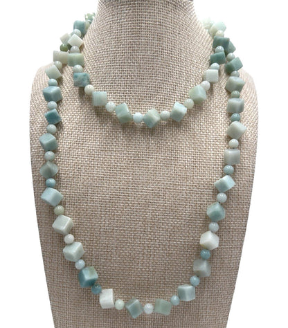 DTRJay King Mine Finds Larimar Cube Beaded Necklace Rare OOAK