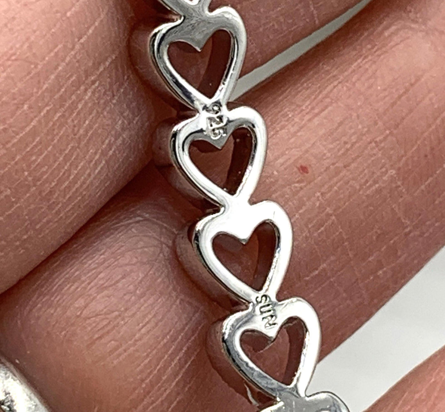 14kt Rose Accent Gold Diamond Open Heart Adjustable Bracelet