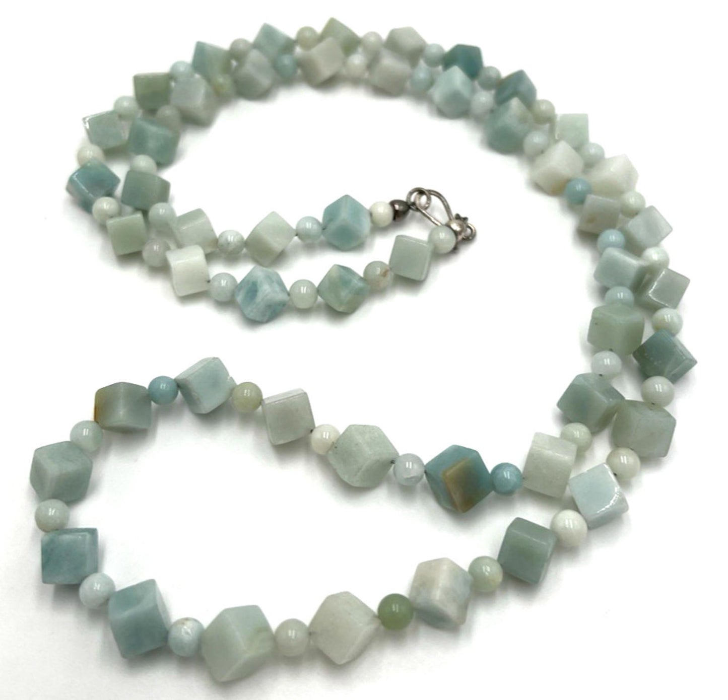 DTRJay King Mine Finds Larimar Cube Beaded Necklace Rare OOAK