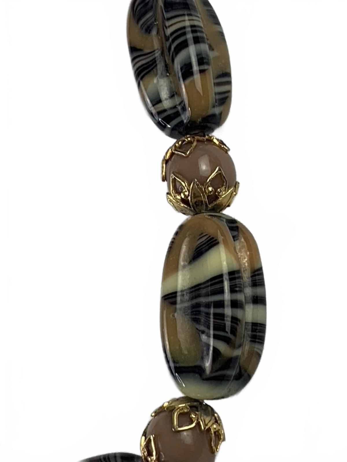 German art glass Goldtone Glass Beads Traditional Necklace