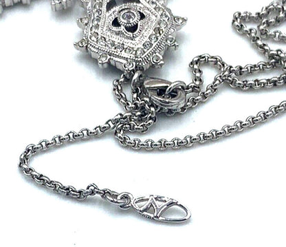 Vintage QVC Nadri Pave CZ Silver Tone Cross Limited Edition Necklace 16”