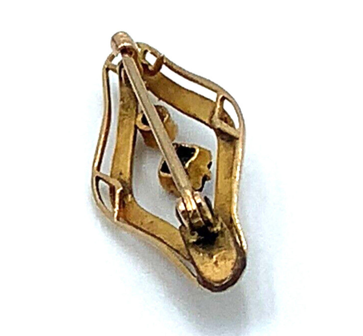 Antique Victorian 10K Gold Seed Pearl Blue Stone Etched Bar Brooch/Pin