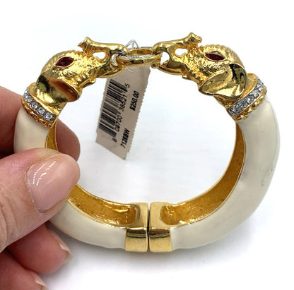$250 NWT Old Stock Vintage Kenneth Jay Lane KJL Double Elephant Bangle Bracelet