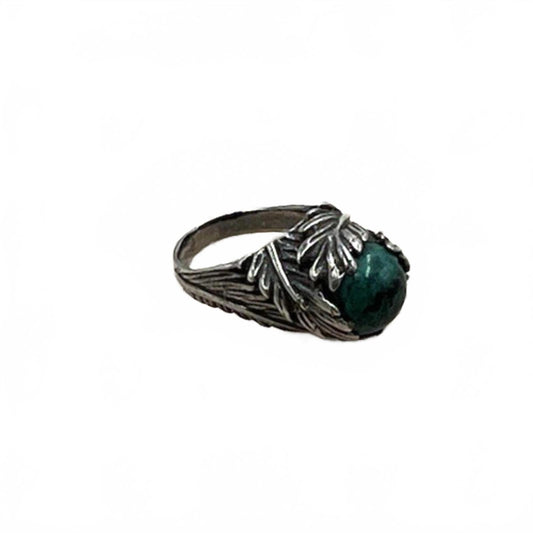 Vintage Sterling Silver Native/southwestern Handcrafted Green Turquoise Ring