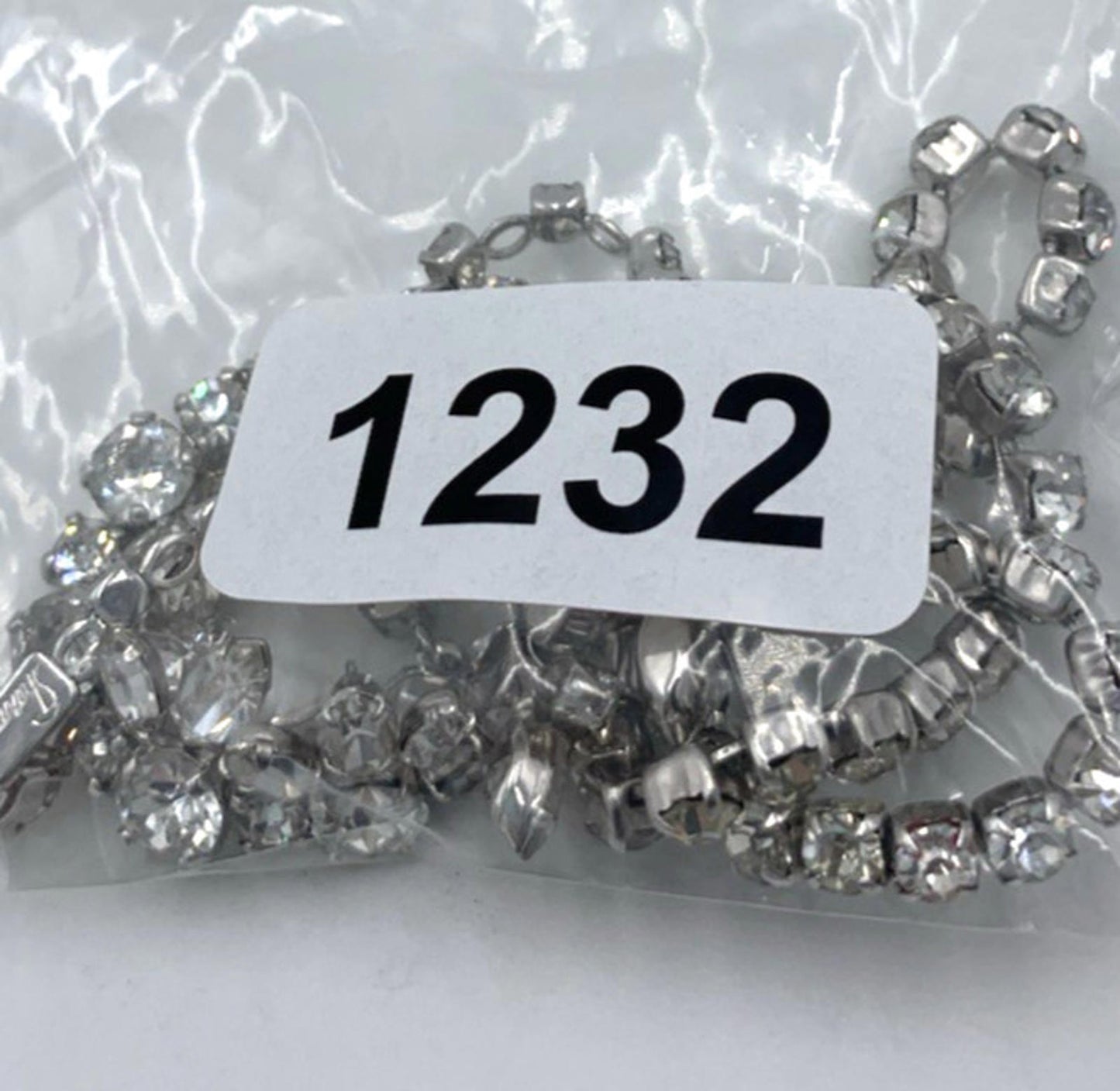 Sherman Clear Rhinestone Rhodium Plated Statement Necklace