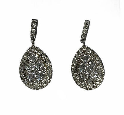 D'Joy Sterling Silver Cubic Zirconia Teardrop Dangle Articulated Post Earrings