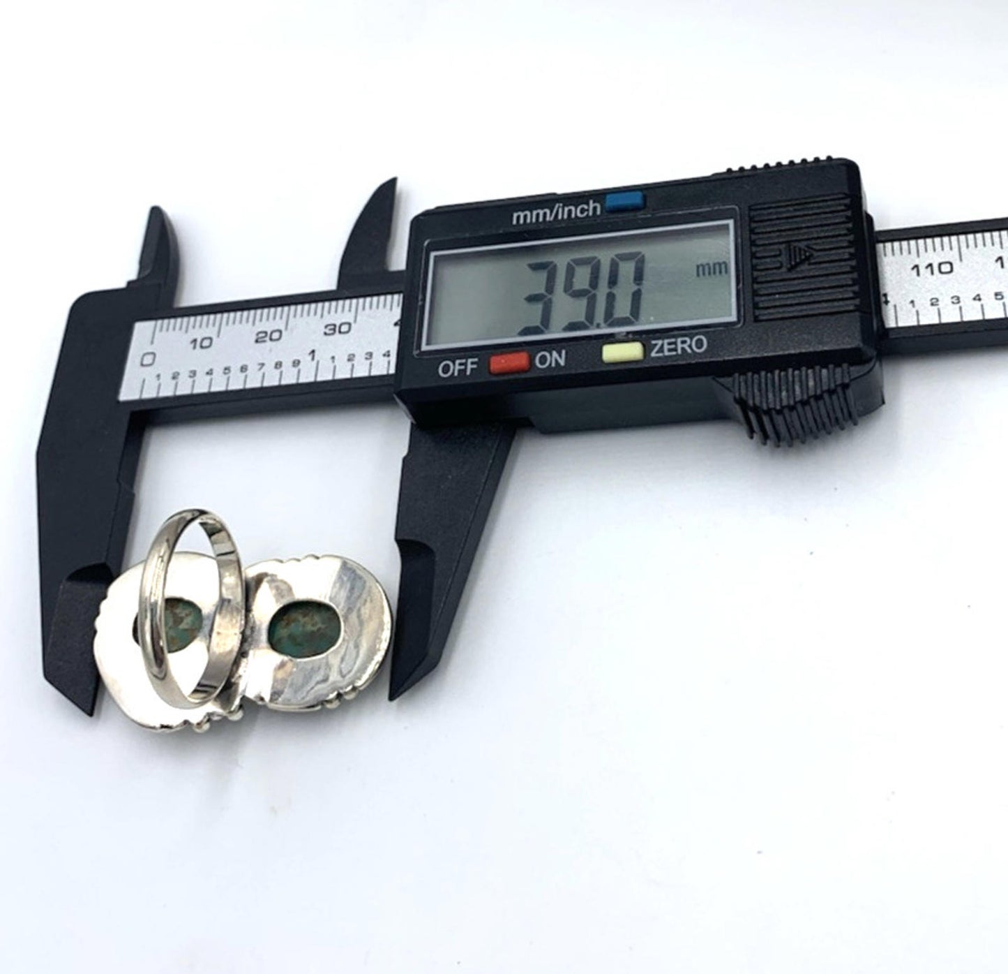 New Old Stock Vintage Sterling Silver Navajo Two Green Turquoise Stone Ring 10