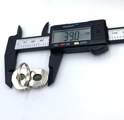 New Old Stock Vintage Sterling Silver Navajo Two Green Turquoise Stone Ring 10