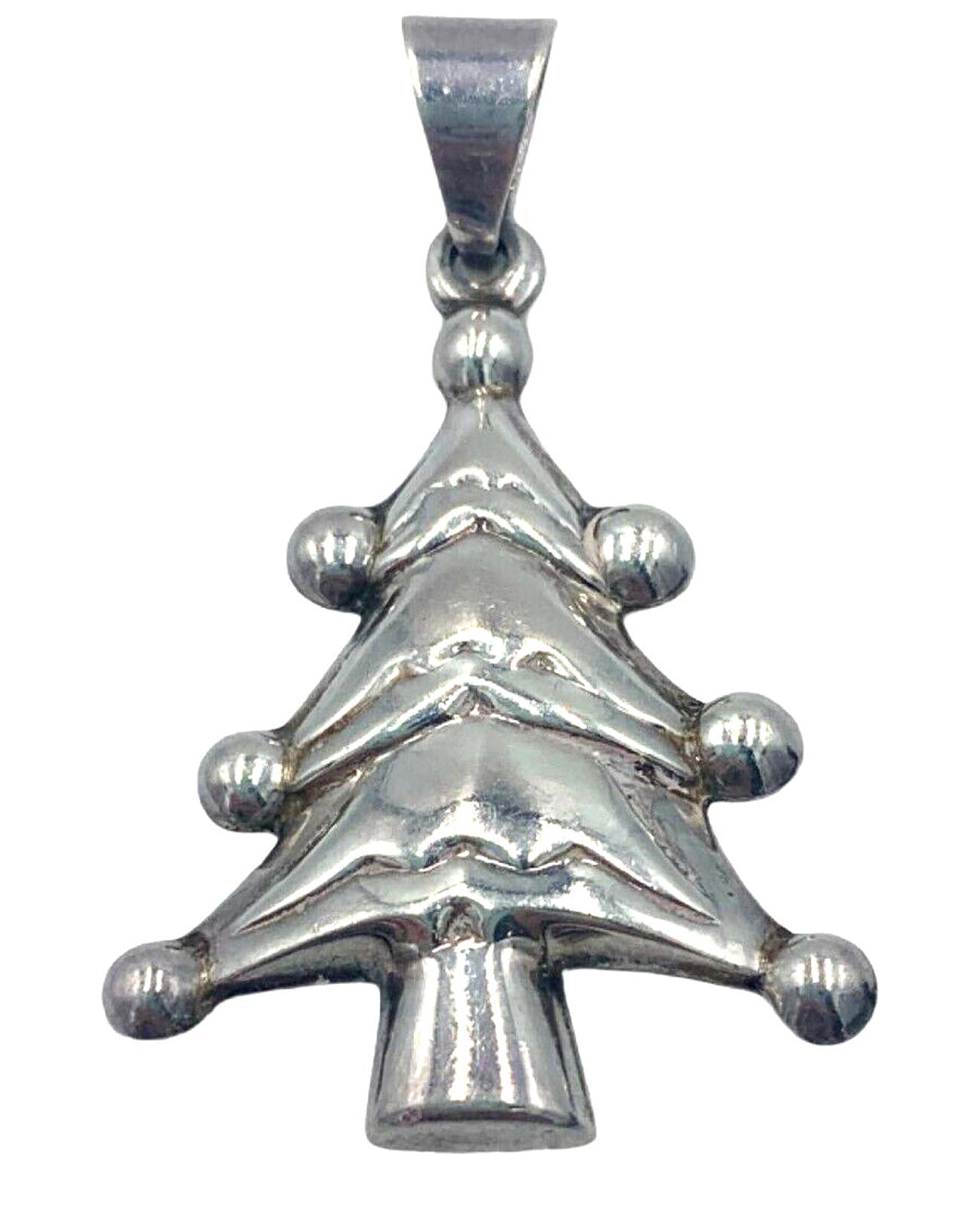 Vintage Stamped 925 Thailand Sterling Silver Christmas Tree Charm Pendant 6gr