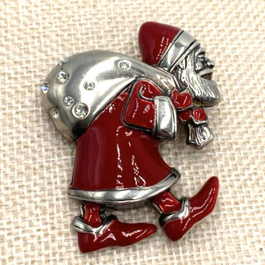 Vintage Metropolitan Museum Of Art Sterling Silver Santa Claus Brooch Pendant