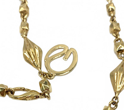 Vintage St John Designer Faceted Goldtone Diamond Stud Link Runway Necklace 40”