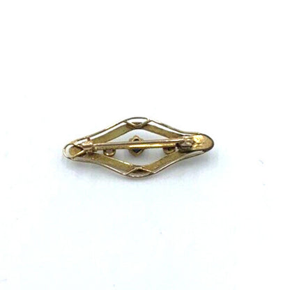 Victorian 10K Gold Seed Pearl Blue Stone Etched Bar Brooch