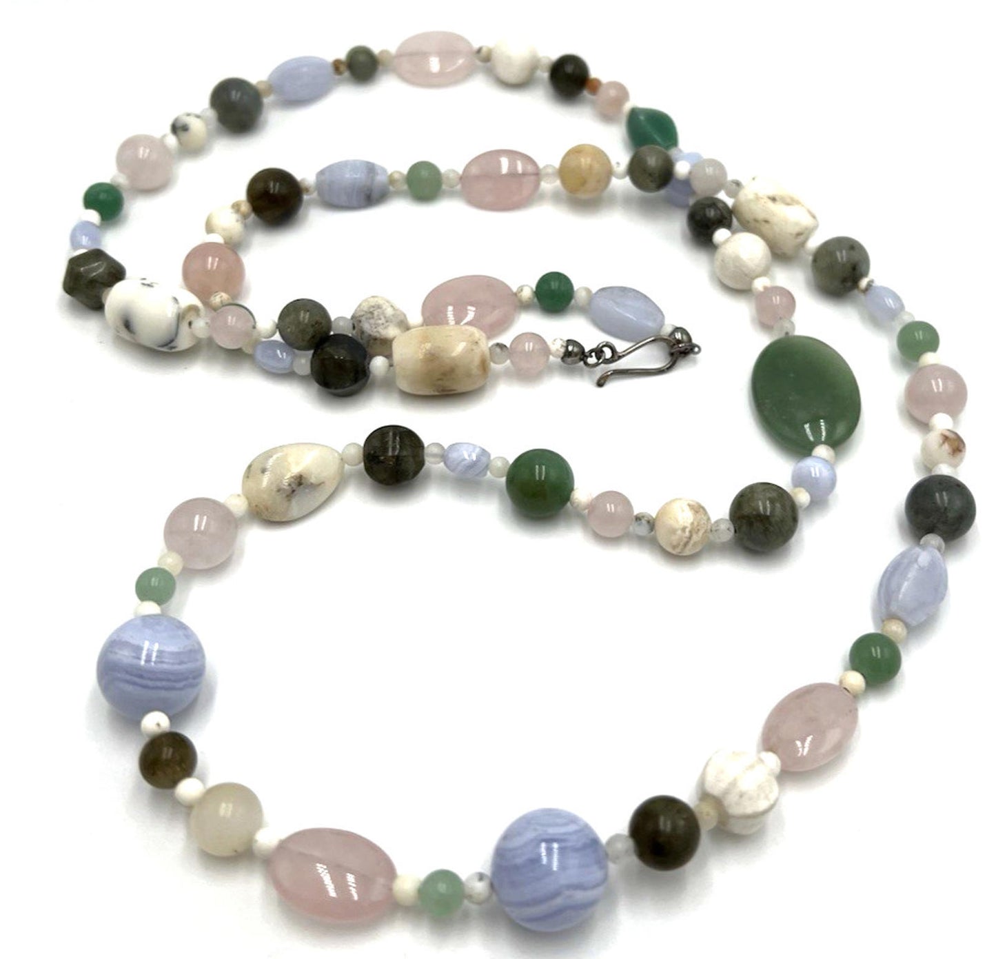 DTR Mine Finds By Jay King Multi Color Agate Jasper Sterling Silver Necklace 42"