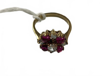 Catalina Island Gold over Sterling Silver Ruby & Quartz Maltese Cross Ring