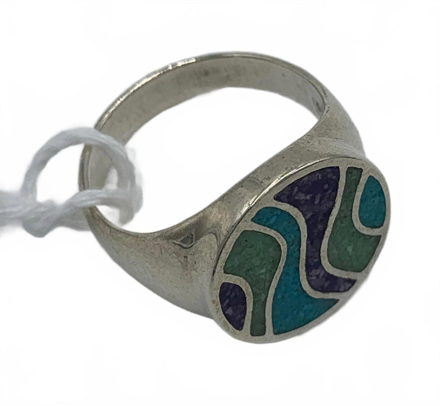Coleman Co Sterling Silver Ring with Turquoise, Amethyst & Peridot INlay