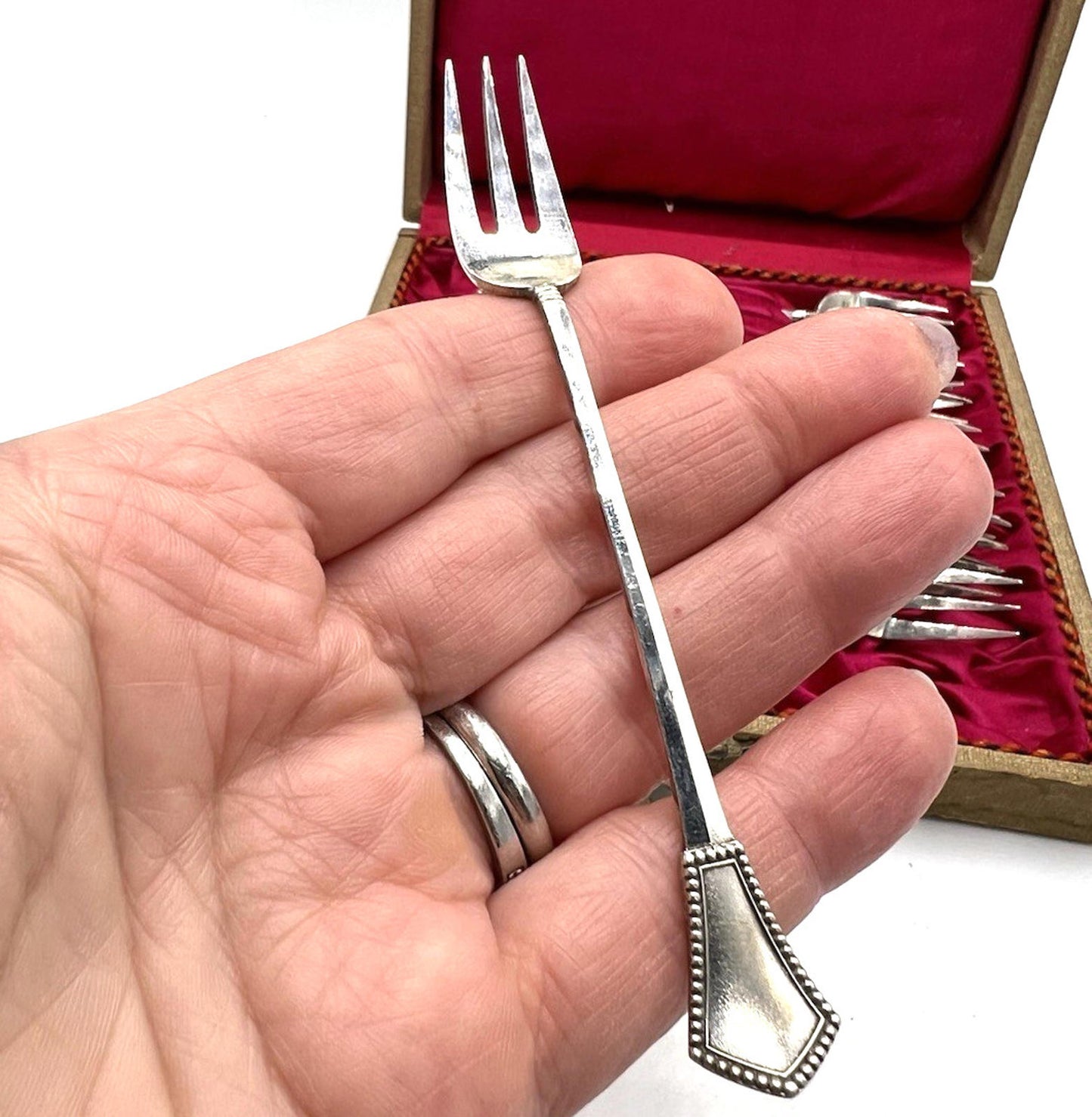 Antique Set 12 Dutch .833 Silver J.M. van Kempen en Zoon Cocktail/shrimp Forks