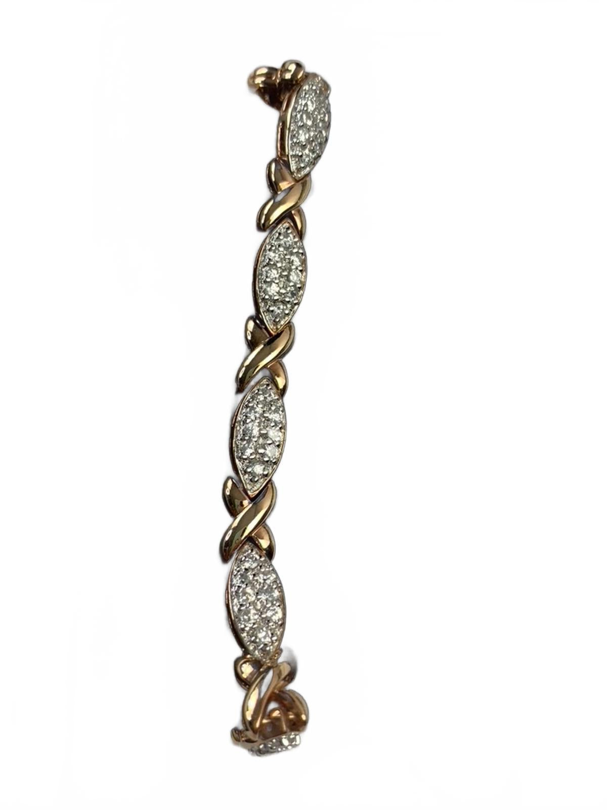Ross Simons 925 Sterling Silver CZ Pavé Eyes & Xs Goldtone Link Bracelet