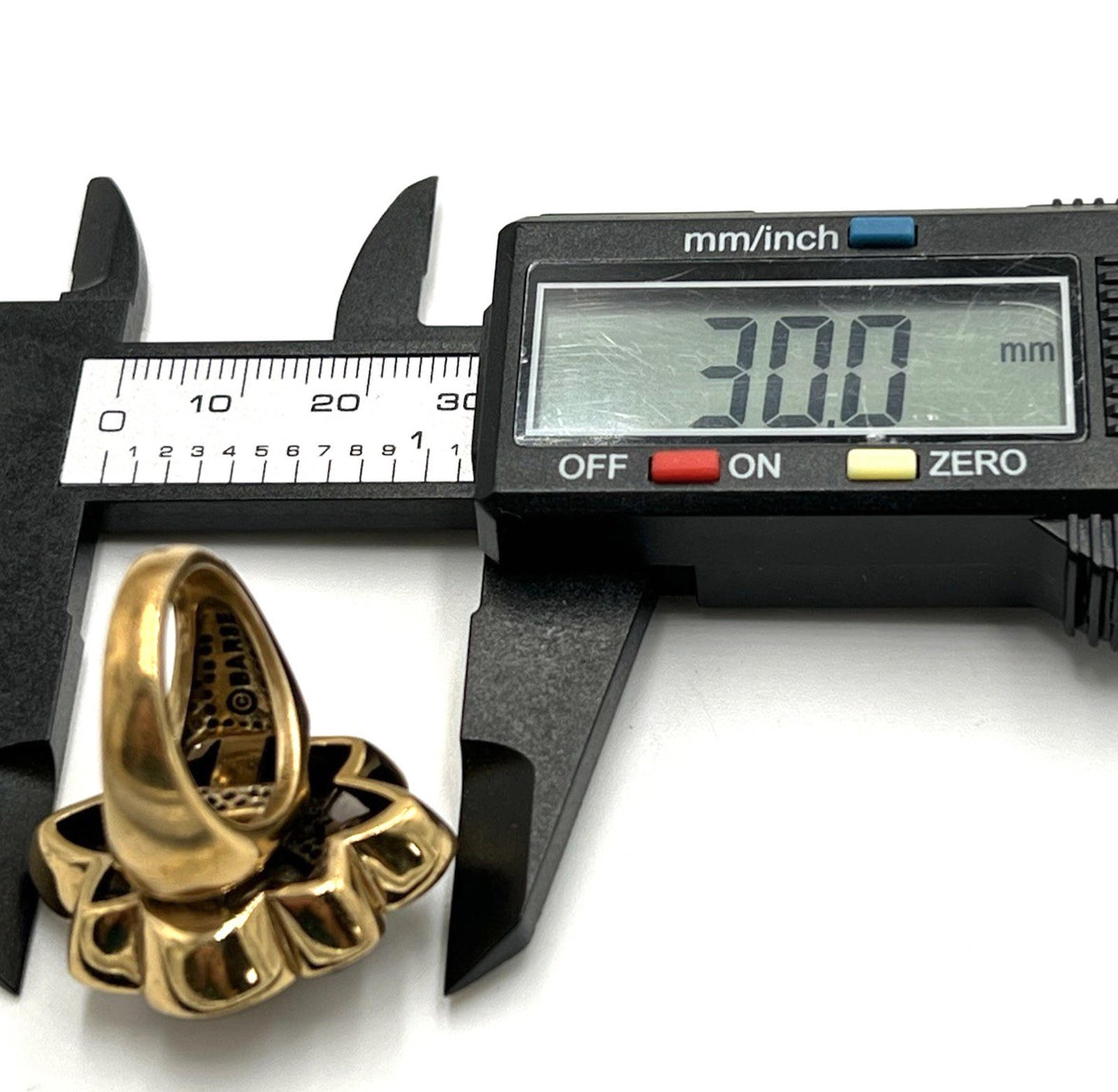 Barse Tiger's Eye Moonstone Bezel Set Ring Chunky Yellow Gold Plated Size 6.75