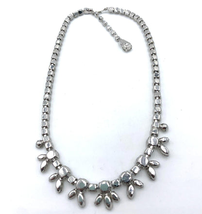 Sherman Clear Rhinestone Rhodium Plated Statement Necklace