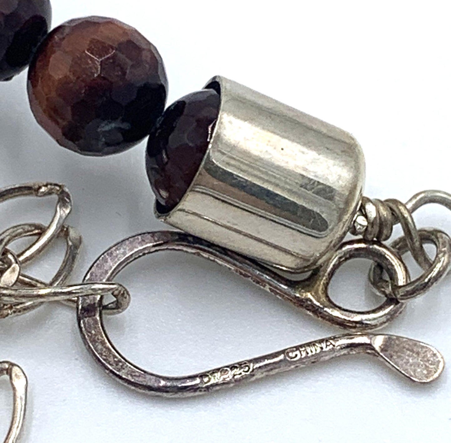 Vintage Set Jay King DTR Sterling Silver Tiger’s Eye Faceted Necklace & Earrings