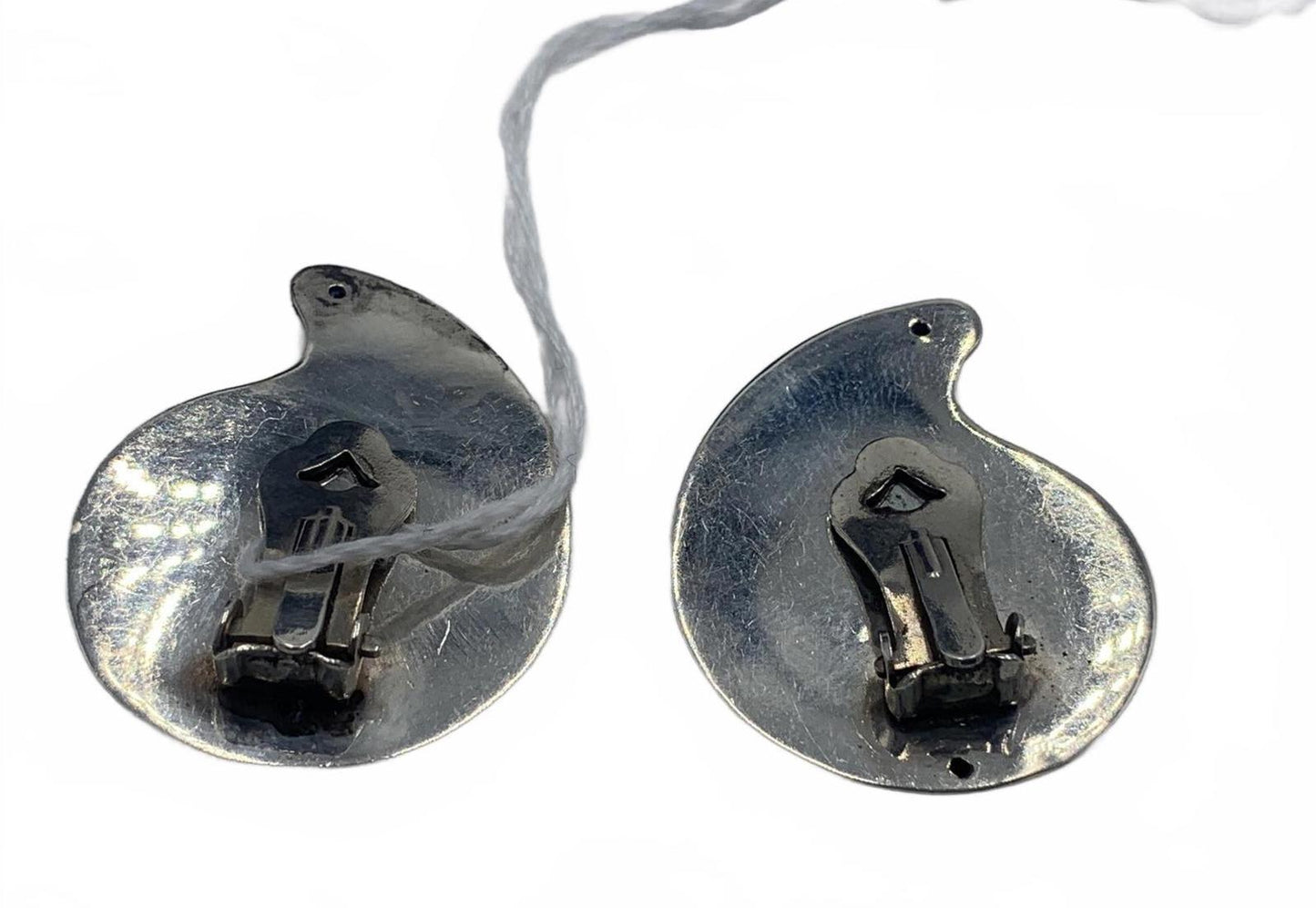 Large Sterling Silver Nautilus Motif Clip-On Earrings