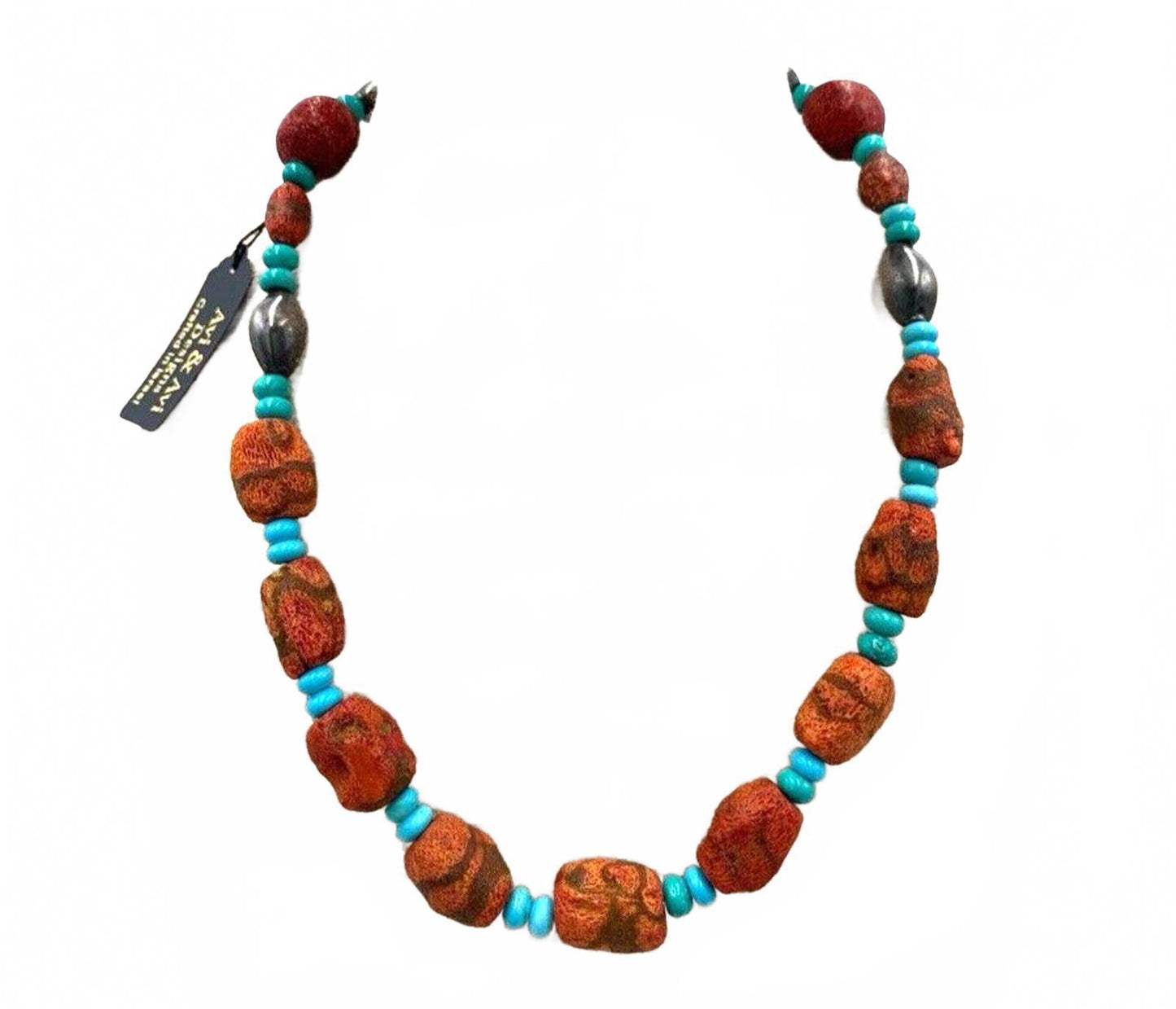 Avi Soffer Israel 925 Silver Turquoise Coral Necklace NWT