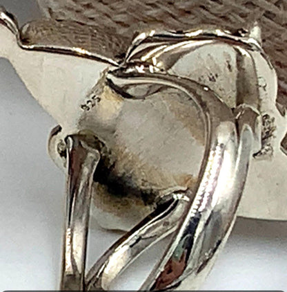 New Old Stock Native American Kingman Pink Dahlia Turquoise Sterling Silver Ring