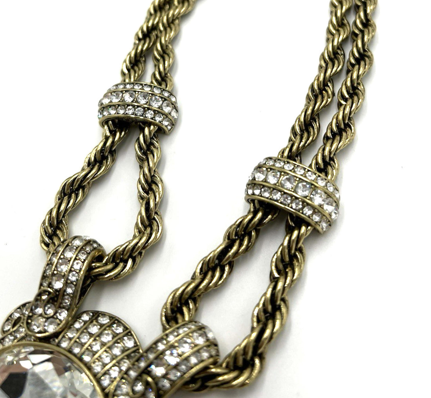 Heidi Daus Chain of Event Clear Large Crystal Chain Necklace Runway
