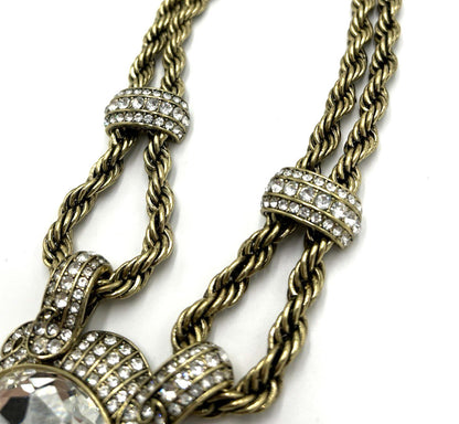 Heidi Daus Chain of Event Clear Large Crystal Chain Necklace Runway
