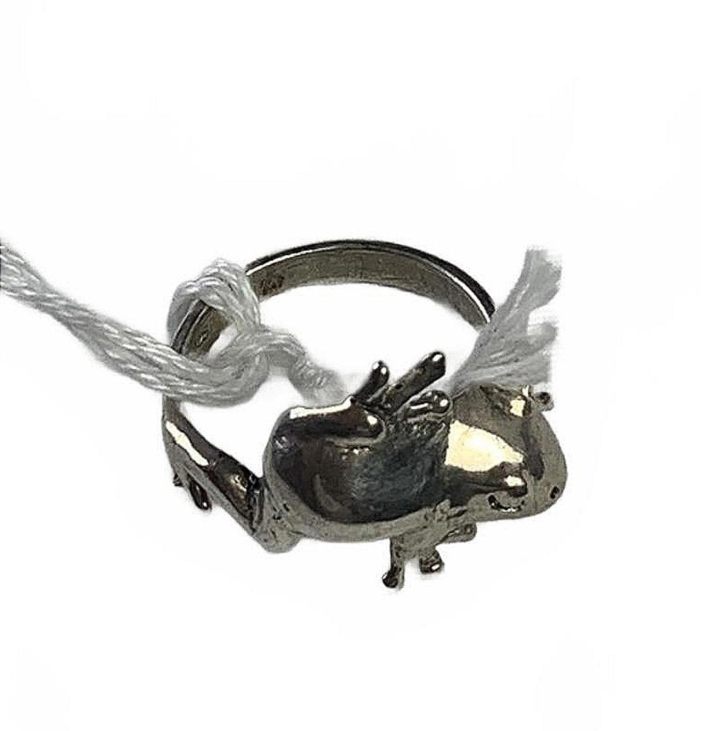 SL 925 Sterling Silver Climbing Frog Ring