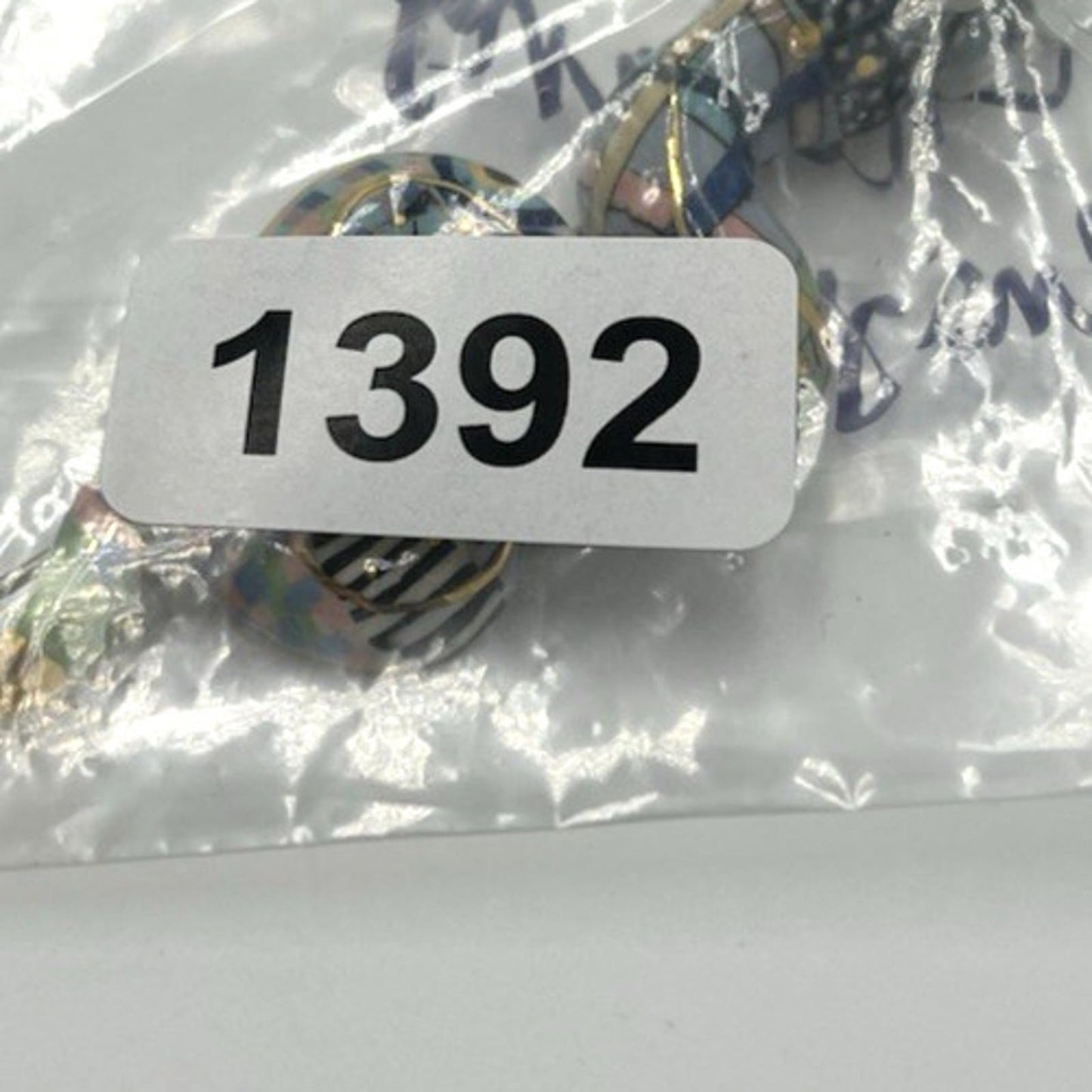 Cynthia Chuang Unsigned Porcelain Checkered Whimsical Snake Large Stick Pin