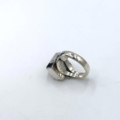 Vintage Art Deco Amethyst Poison Pill Pull Out Drawer Box Sterling Silver Ring