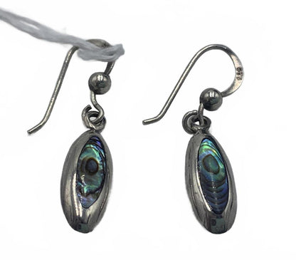 Eastern Eye-motif earrings in Sterling Silver Inlaid with Abalone Shell