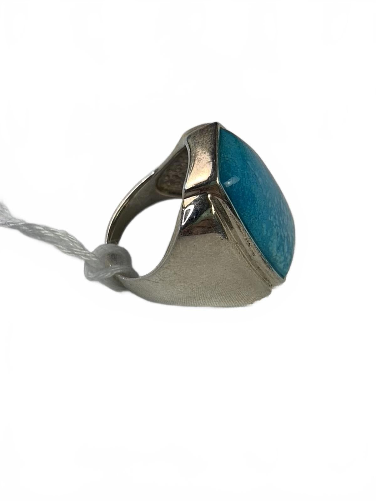 Sally C. Treasures SX Thailand 925 Sterling Silver Blue Turquoise Ring