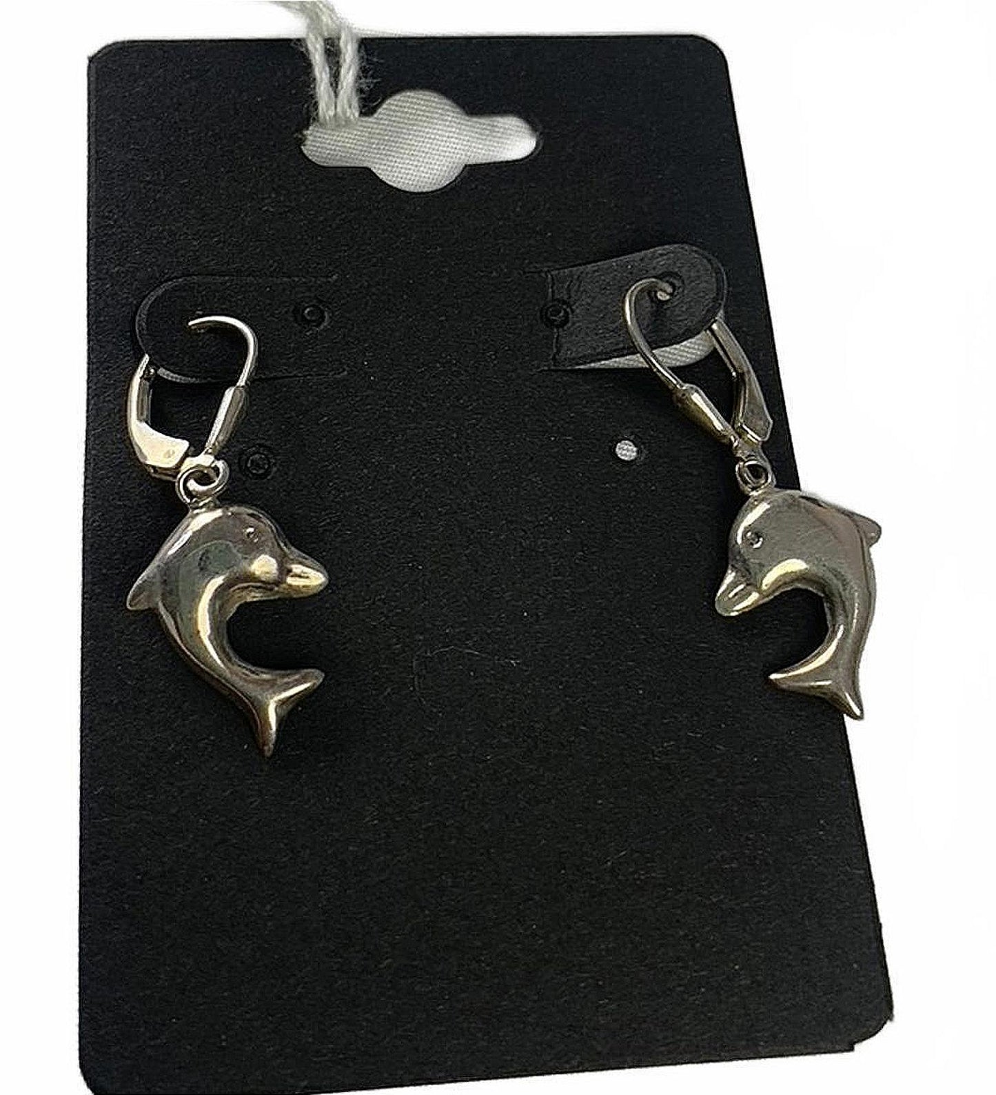 925 Sterling Silver Cartoon Dolphin Locking Hook Earrings