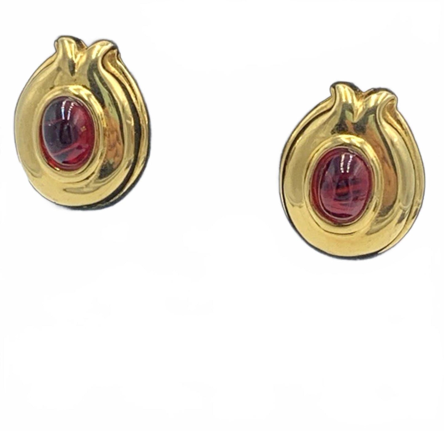 Fendi Gold Plate Red Gripoix "Artichoke" Glass Earrings