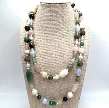 DTR Mine Finds By Jay King Multi Color Agate Jasper Sterling Silver Necklace 42"