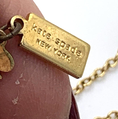 Kate Spade Bijoux Scatter Necklace Gold Tone Faceted Pink Rhinestone Faux Pearl