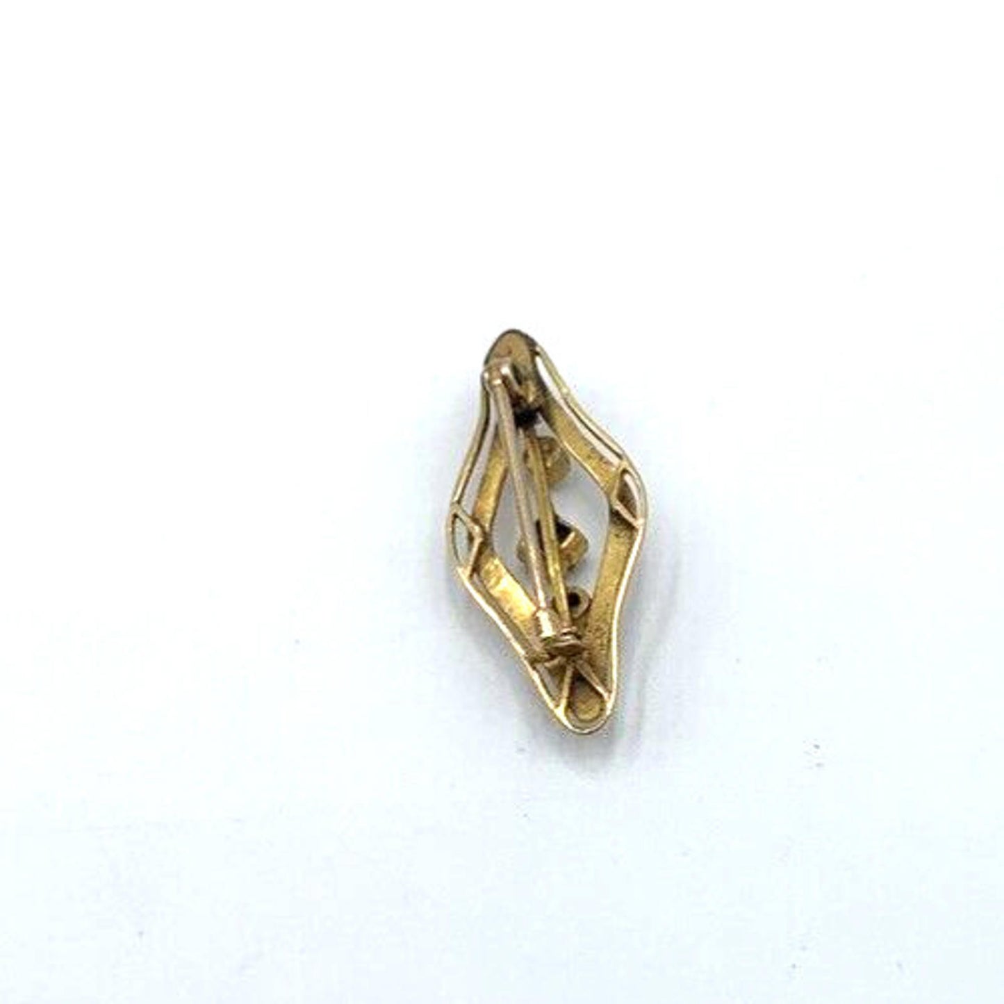 Victorian 10K Gold Seed Pearl Blue Stone Etched Bar Brooch