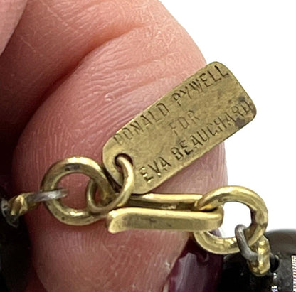 DONALD PYWELL For Eva Beauchard Modernist Tiger’s Eye Gold Tone Discs Necklace