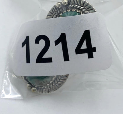 New Old Stock Vintage Sterling Silver Navajo Two Green Turquoise Stone Ring 10