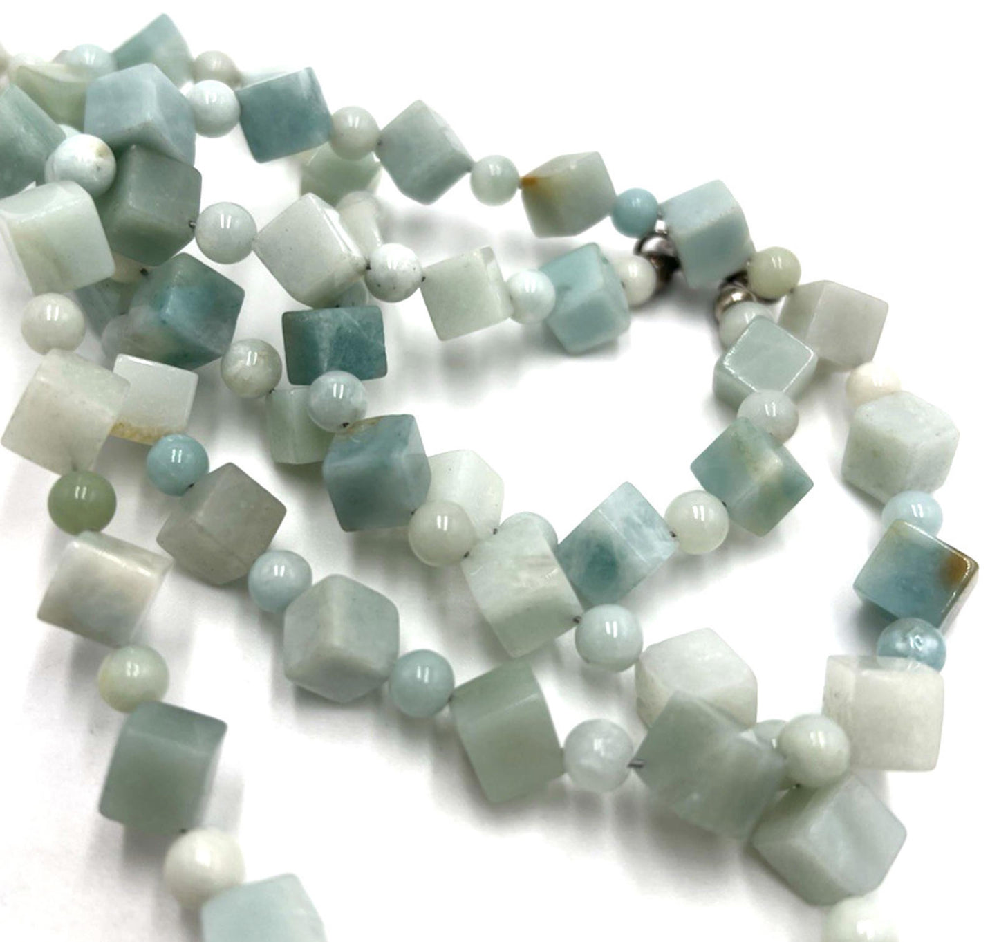 DTRJay King Mine Finds Larimar Cube Beaded Necklace Rare OOAK