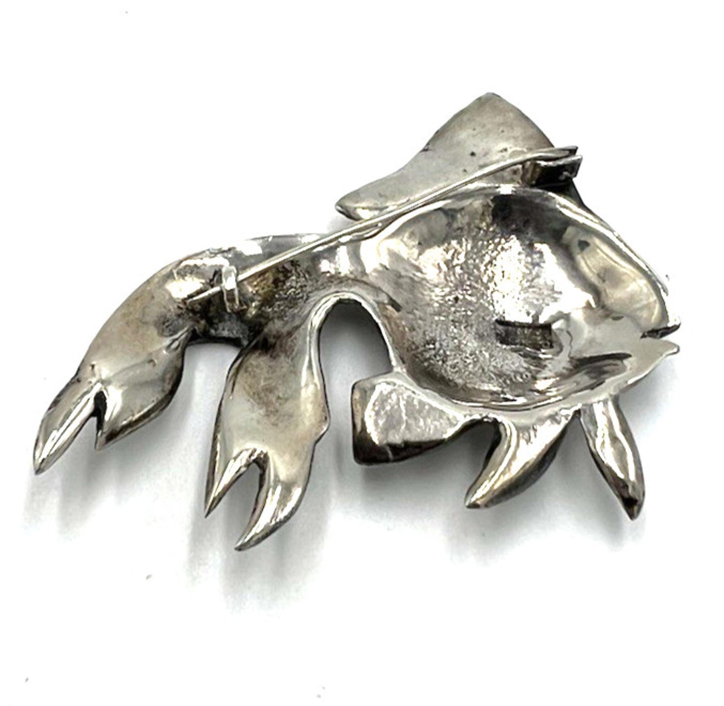 VINTAGE MEXICO Sterling Silver Figural Textured Koi Fish Large Brooch/Pin