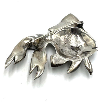 VINTAGE MEXICO Sterling Silver Figural Textured Koi Fish Large Brooch/Pin