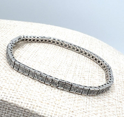MDJ Michael Drechsler Sterling Silver Rhodium Plated Diamond Tennis Bracelet