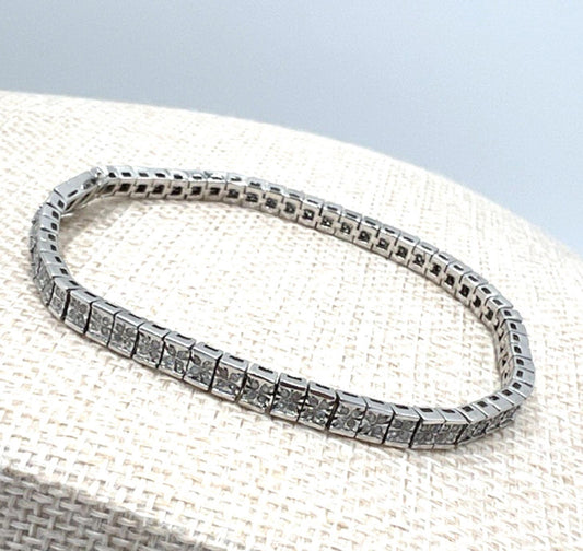 MDJ Michael Drechsler Sterling Silver Rhodium Plated Diamond Tennis Bracelet