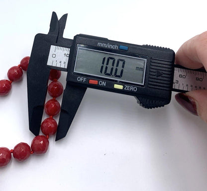 NWOT Lucas Lameth LUC Necklace Red Faceted Agate Sterling Silver Knotted Beaded