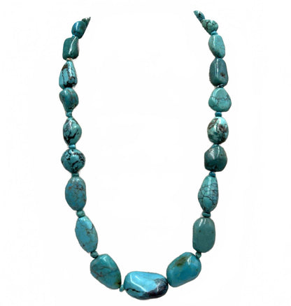 Jay King Necklace Turquoise Nugget Graduated Beads Sterling 925 Silver DTR