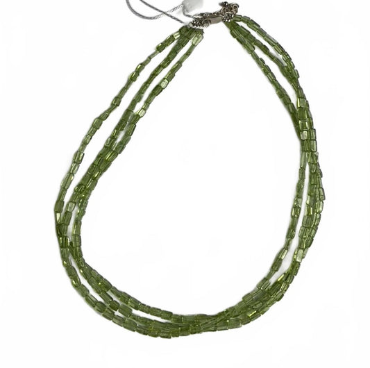 Aluma (AIL) Sterling Silver Green Peridot Bead Necklace Sterling Silver Findings