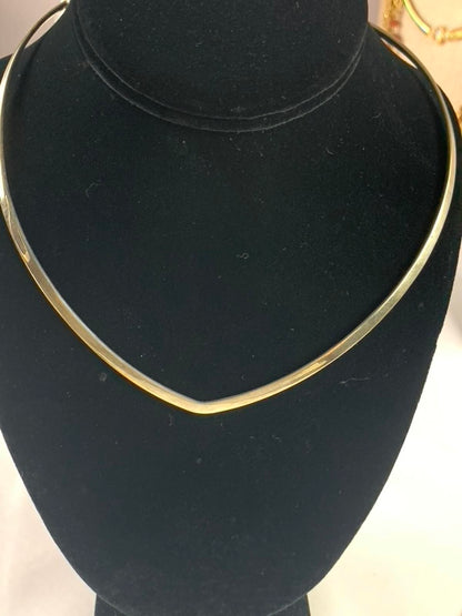 925 Sterling Silver Omega Contoured Heart Choker